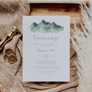 Invitación Calligrafía de la región montañosa verde Quinceañe