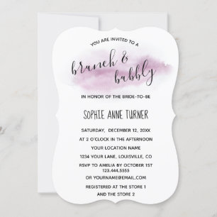 Invitación Calligrafía de moda de color rosa Brunch & Bubbly