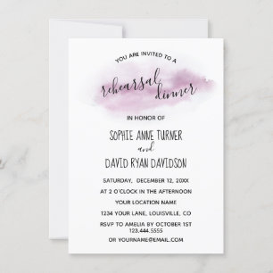 Invitación Calligrafía de moda Prueba de acuarela rosa Cena