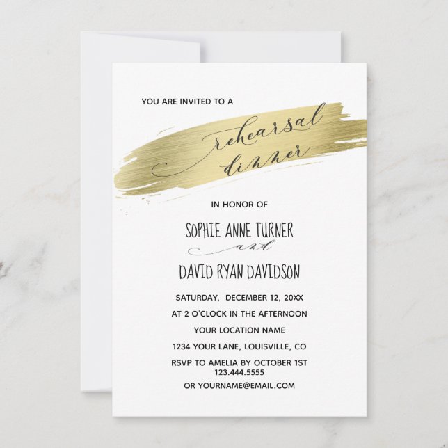 Invitación Calligrafía de moda Prueba de acuarela rosa Cena (Anverso)