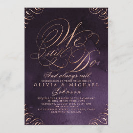 Invitación Calligrafía de oro rosa morado morado que TODAVÍA 