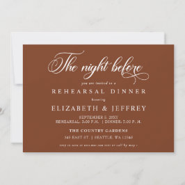 Invitación Calligrafía de óxido la noche anterior a la cena d