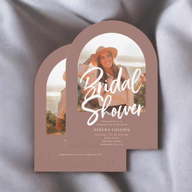 Invitación Calligrafía de pincel fotográfico de arco Ducha de (Subido por el creador)