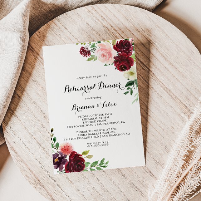 Invitación Calligrafía de primavera borgoñona (Subido por el creador)