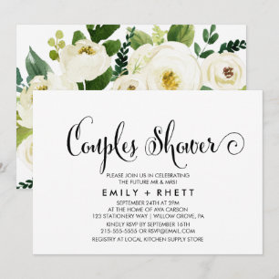 Invitación Calligrafía del sur de Belle   Ducha de Parejas Fl