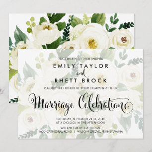 Invitación Calligrafía del Sur   Faded Floral Marriage