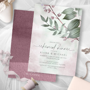 Invitación Calligrafía Ensayo Floral Cena Mauve ID771