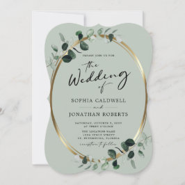 Invitación Calligrafía eucalipto en un solo Boda de edad Inv