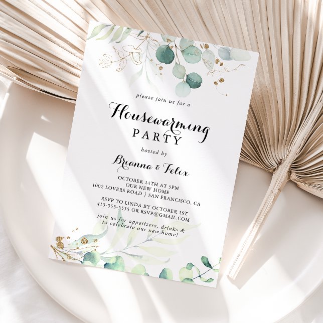 Invitación Calligrafía floral de oro rústico Fiesta de calent (Subido por el creador)