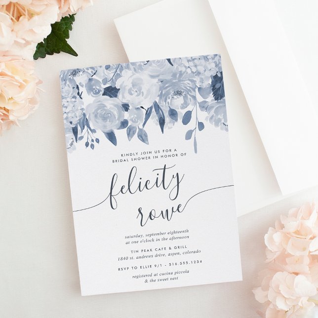Invitación Calligrafía floral de verano mediana ducha de novi (Subido por el creador)