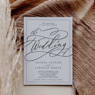 Invitación Calligrafía gris romántica   Forjar El Boda De