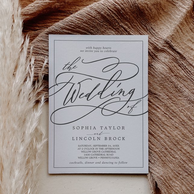 Invitación Calligrafía gris romántica | Forjar El Boda De (Subido por el creador)