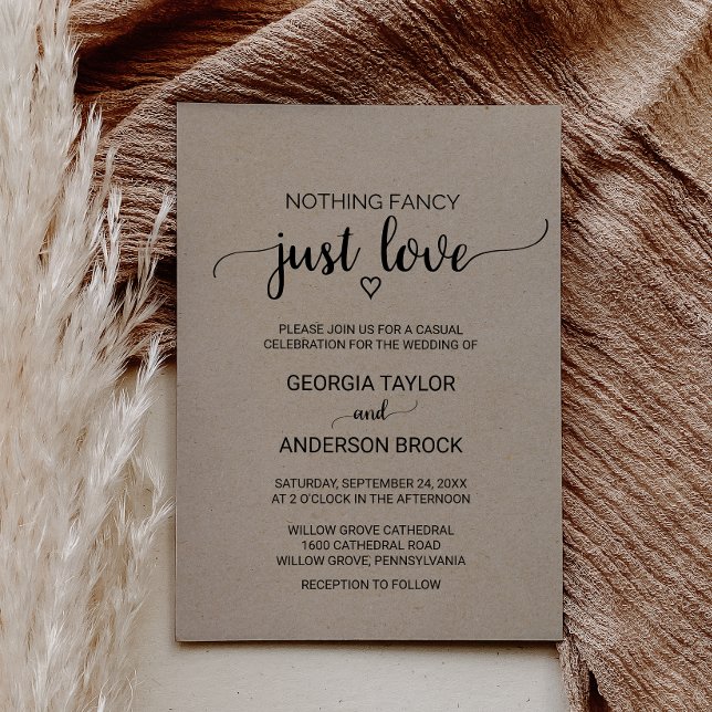 Invitación Calligrafía Kraft Simple Nada De Fantasma Sólo Ama (Subido por el creador)