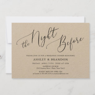 Invitación Calligrafía Kraft simple Rústica de ensayo Cena