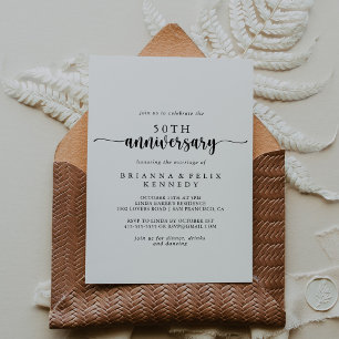Invitación Calligrafía minimalista 50 aniversario de bodas 