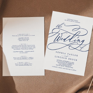 Invitación Calligrafía naval romántica todo en un Boda