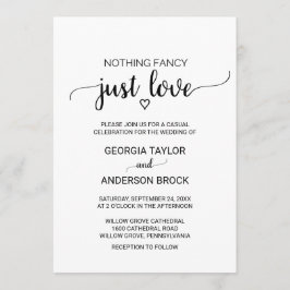 Invitación Calligrafía negra simple Nada de amor simple