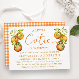 Invitación Calligrafía Pequeña Cutie Baby Shower Gingham