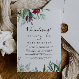 Invitación Calligrafía Recepción de Elopement Tropical Floral