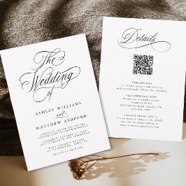 Invitación Calligrafía Ritmo Romántica En Un Boda