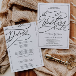 Invitación Calligrafía romántica | Ajustar todo en un Boda