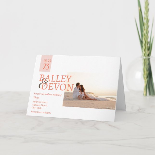 Invitación Calligrafía romántica El Boda (Anverso)