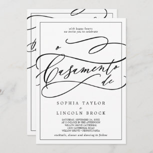 Invitación Calligrafía romántica en un Boda portugués