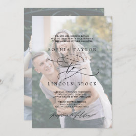 Invitación Calligrafía romántica | Faded Photo Formal Boda