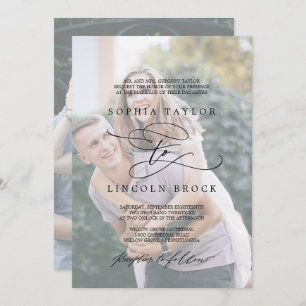 Invitación Calligrafía romántica   Faded Photo Formal Boda
