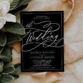 Invitación Calligrafía romántica | Marco negro El Boda de