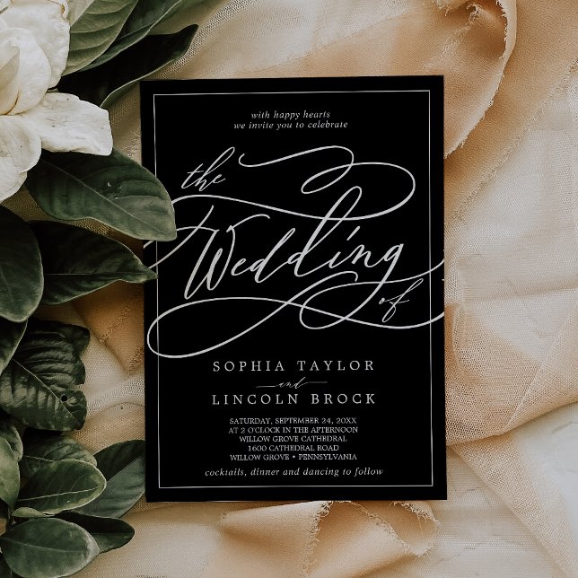 Invitación Calligrafía romántica | Marco negro El Boda de (Subido por el creador)