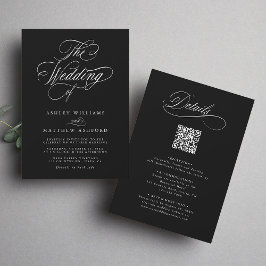 Invitación Calligrafía romántica negra en un solo Boda