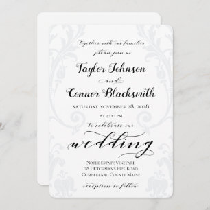 Invitación Calligrafía rusa Matrimonio Damasco de Acanthus