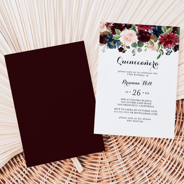 Invitación Calligrafía Rustica Moderna de Otoño Quinceañera (Subido por el creador)