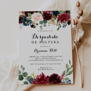 Invitación Calligrafía Rustica Otoño Ducha Bridal Española