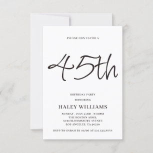 Invitación Calligrafía Simple Moderna Minimalista Cumpleaños