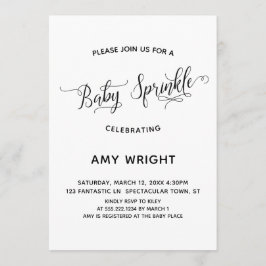 Invitación Calligrafía simple y elegante Bebé Sprinkle