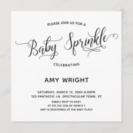 Invitación Calligrafía simple y elegante Bebé Sprinkle