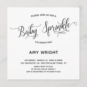 Invitación Calligrafía simple y elegante Bebé Sprinkle