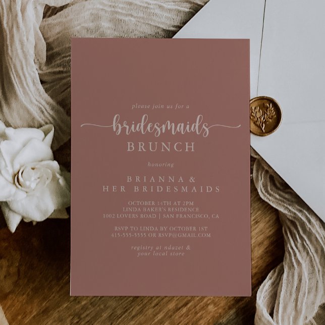 Invitación Calligrafía Terracotta Bridesmaids Ducha Brunch (Subido por el creador)