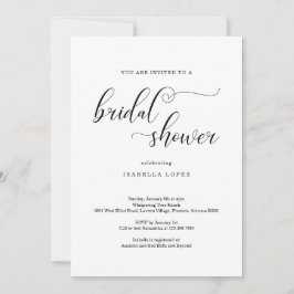 Invitación Calligrafía tradicional elegante ducha de novia