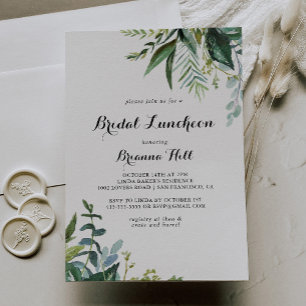 Invitación Calligrafía verde Ducha nupcial luncheon