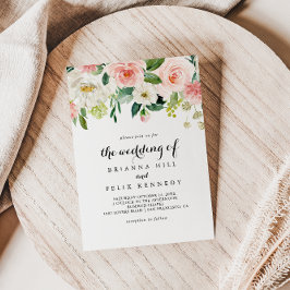 Invitación Calligrafía Verde Floral Simple El Boda De