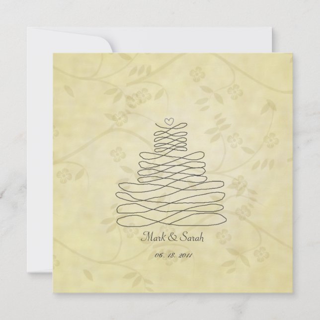 Invitación Calligrafía Vintage Flourish Cake Sq.Invitación (Anverso)