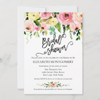 Invitación Calligrafía Watercolor Floral Brigada