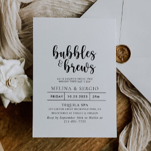 Invitación Calligraphy Classic Bubbles & Brews Bridal
