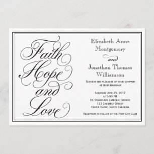 Invitación Calligraphy Faith Hope Love Wedting