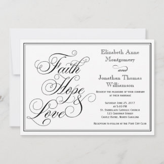 Invitación Calligraphy Faith Hope Love Wedting