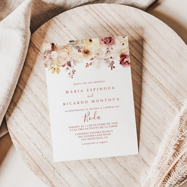 Invitación Calligraphy Graceful Floral Boda Boda española (Subido por el creador)