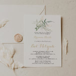 Invitación Calligraphy Green Gold Bat Mitzvah<br><div class="desc">Esta invitación al murciélago mitzvah de caligrafía dorada verde follaje es perfecta para una mitzvah rústica de murciélago. Este diseño artístico presenta acuarelas de color oro y follaje verde de inspiración natural.</div>